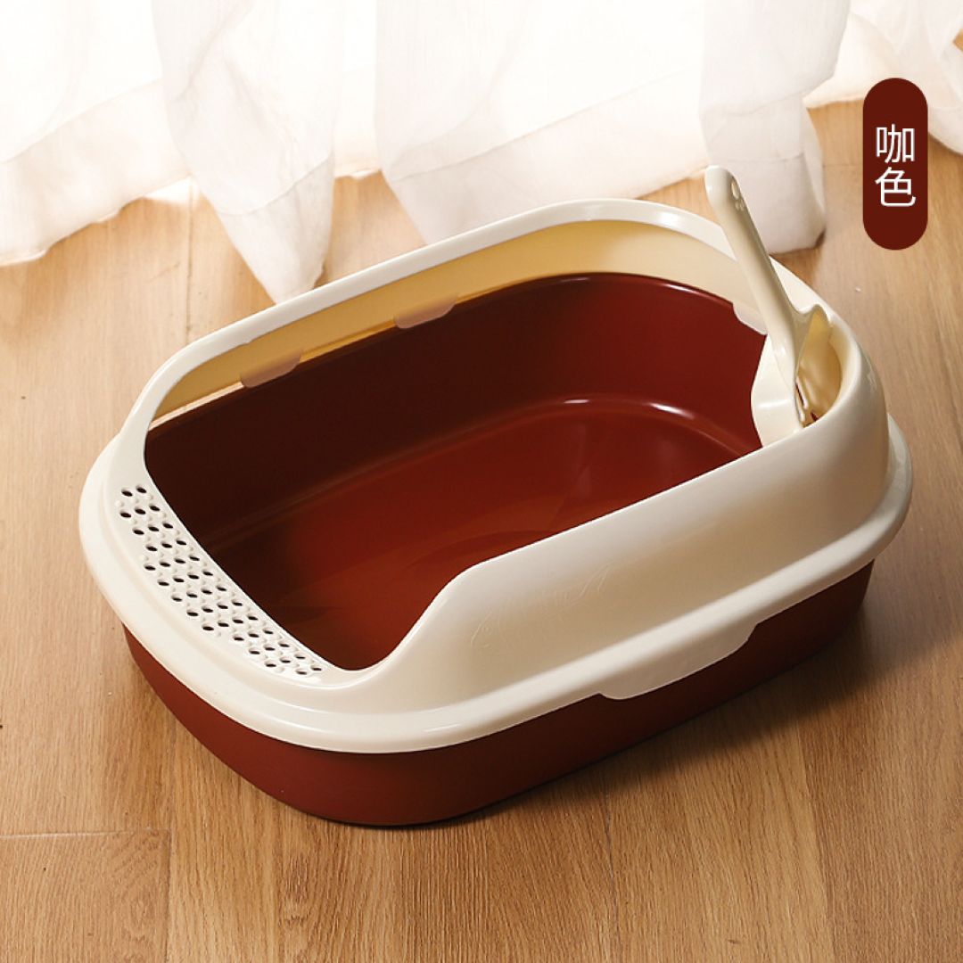 Colorful Easy-Clean Cat Litter Boxes -Coffee Color