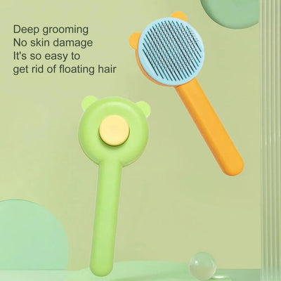 Bear Cartoon Self-Cleaning Comb Blue