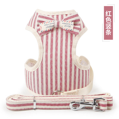 Dog &amp; Cat Harness and Leash Set – Breathable Vest-Style No-Pull Harness with Bowknot & Reflective Straps