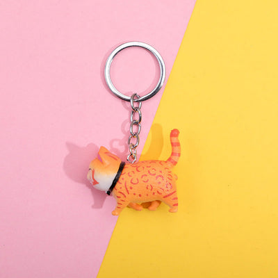 Orange Striped Cat Keychain – Cute Cartoon Cat Bag Charm 4.8×4 cm