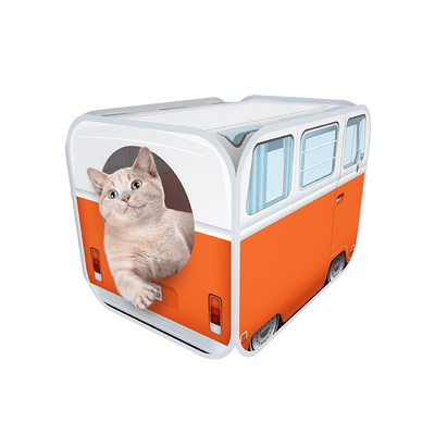 AFP Vintage Pop-Up Minibus Cat Hideaway