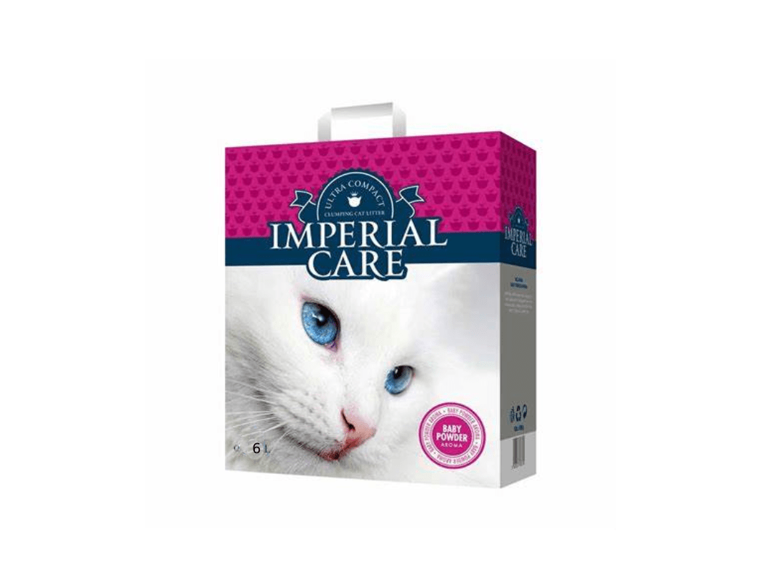 MPERIAL CARE premium clumping cat litter - ultra compact granulation - with BABY POWDER aroma 6L