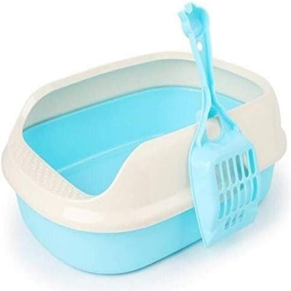 Easy to Clean Toilet litter box, Cat Litter Scoop litter box  (Color : blue, Size: 37CMX30CMX15CM)