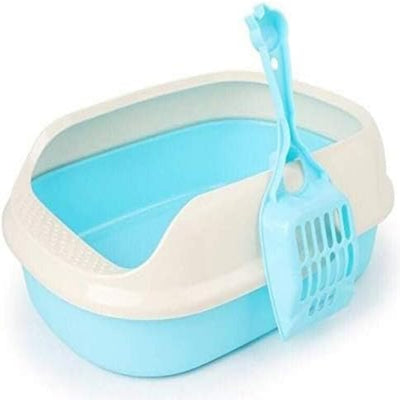Easy to Clean Toilet litter box, Cat Litter Scoop litter box  (Color : blue, Size: 37CMX30CMX15CM)
