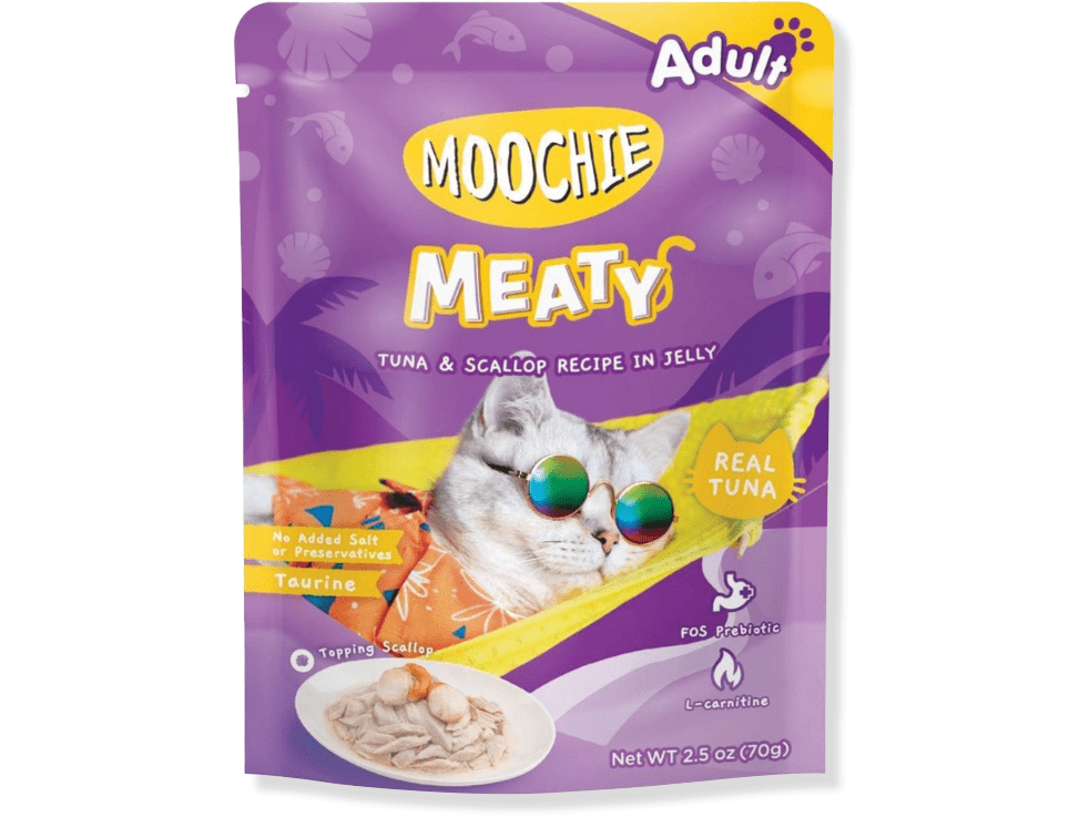 Moochie Tuna & Scallop Recipe In Jelly Mince 12X70G. Pouch