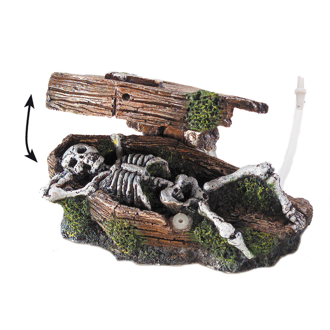 COFFIN W SKELETON BUBBLE ACTION 14,5x9x7CM
