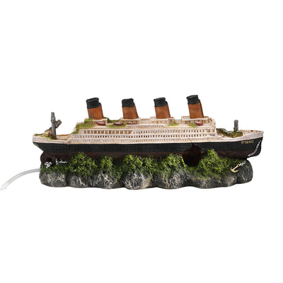 Titanic Shipwreck Aquarium Ornament with Air Stone – Iconic Resin Decor for Freshwater &amp; Saltwater Tanks
