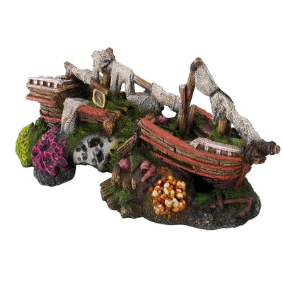 Realistic Ship Ornament for Aquarium – Safe for Freshwater &amp; Saltwater Tanks – High-Quality Polyester Resin Decor