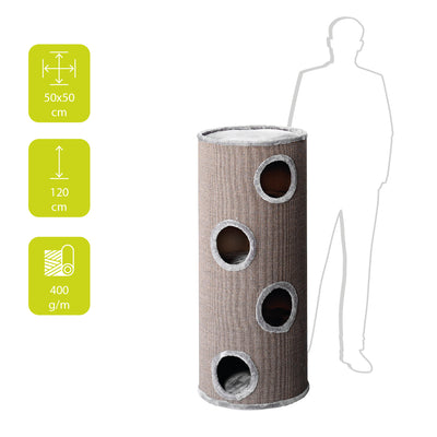 Trend CatDome Extreme 120 – 120cm Tall Cat Tower for Active/Large Breeds (Grey, 50x50cm)