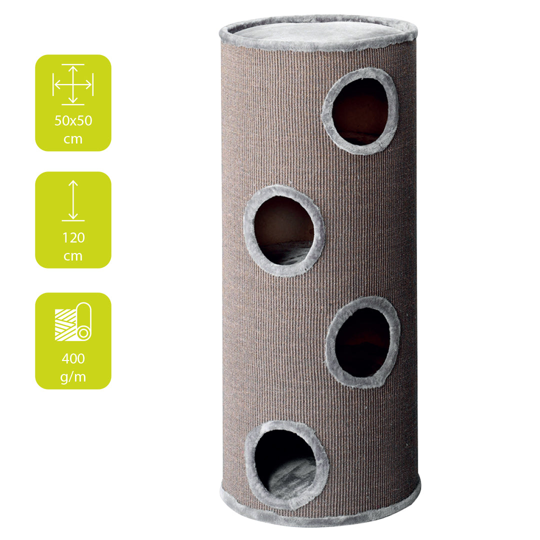 Trend CatDome Extreme 120 – 120cm Tall Cat Tower for Active/Large Breeds (Grey, 50x50cm)