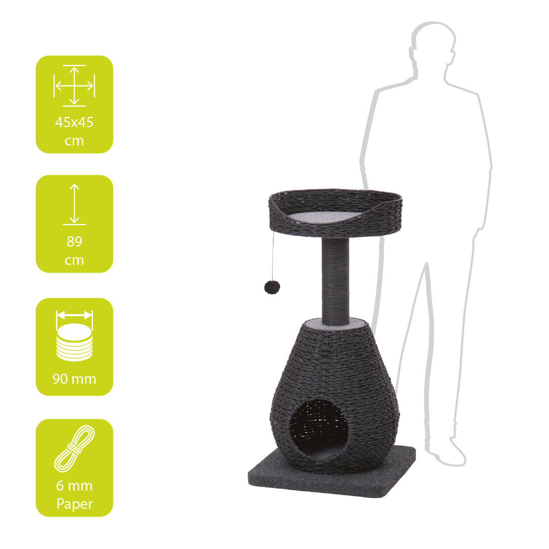 Trend Tree Elegance Sublime Scratching Tree – 89cm Modern Cat Tower (Black, 45x45cm)
