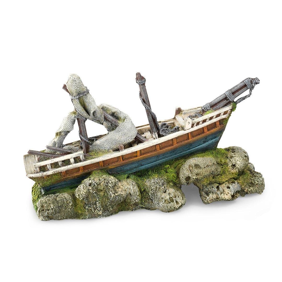 Sunken Ship Aquarium Ornament – Majestic 36×13.5×18.5cm Pirate Vessel for Aquatic Adventures