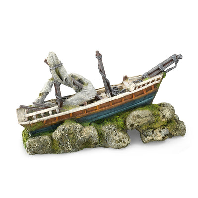 Sunken Ship Aquarium Ornament – Majestic 36×13.5×18.5cm Pirate Vessel for Aquatic Adventures