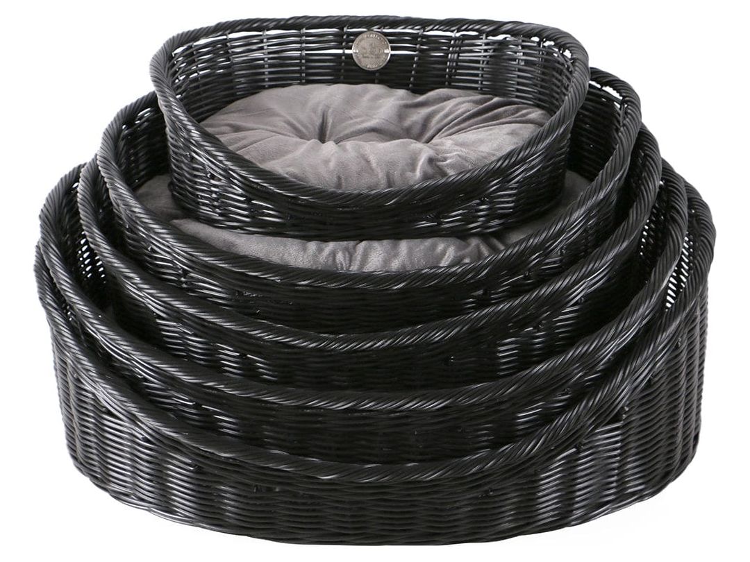 RUSTIC RATTAN WITH CUSHION L - 63x50x21cm black/anthracite