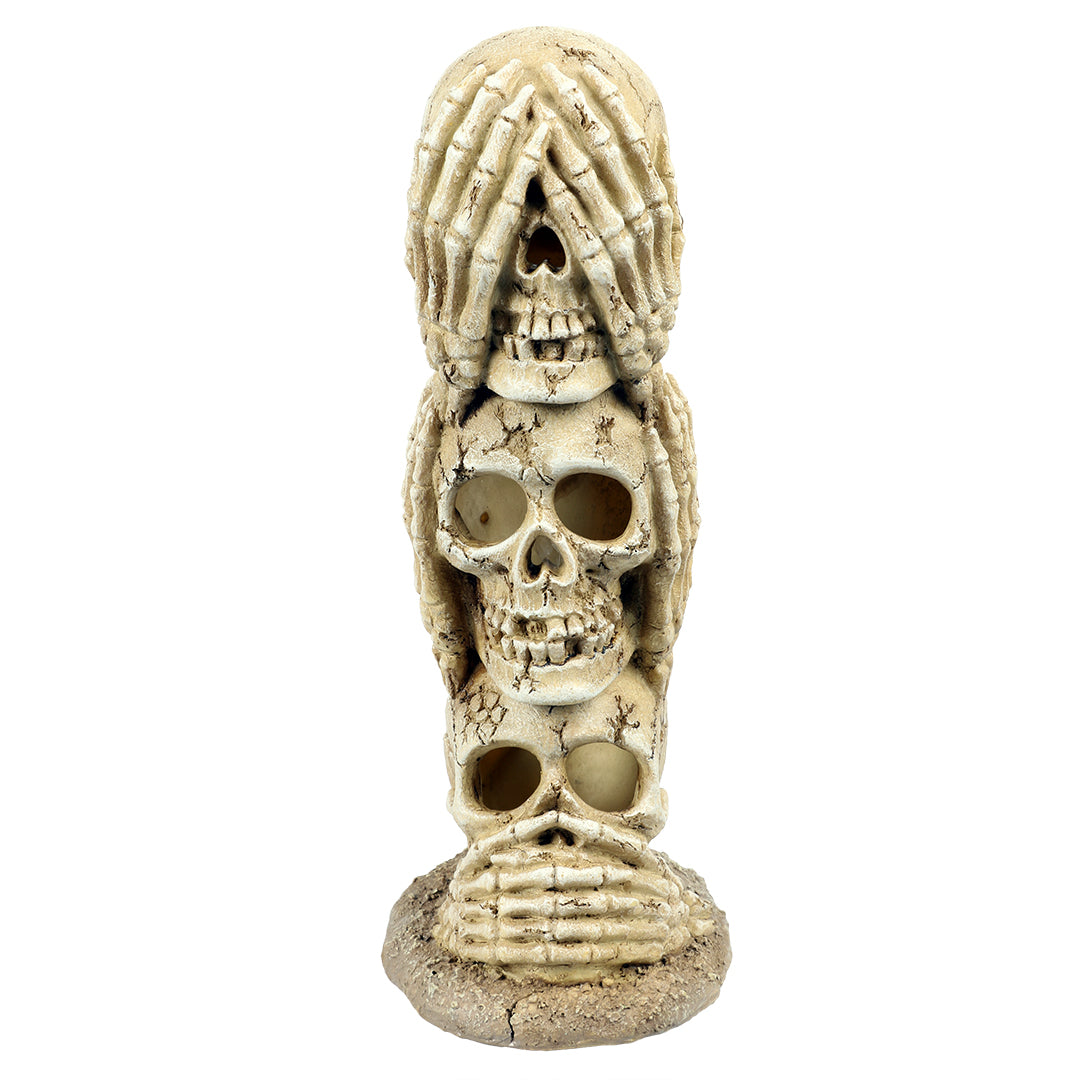 HEAR, SEE AND SPEAK NO EVIL SKULLS 10x9x23CM