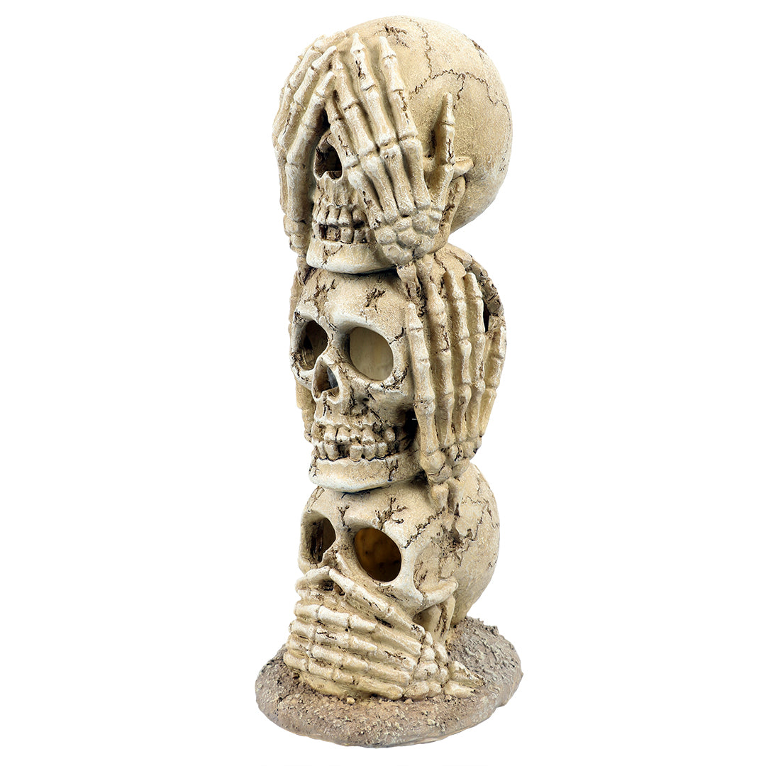 HEAR, SEE AND SPEAK NO EVIL SKULLS 10x9x23CM