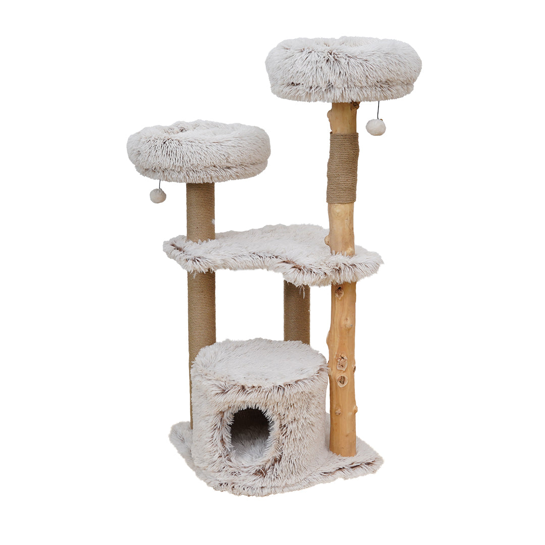 Scratching tree MARSEILLE LONG HAIR PLUCHE 49x49x122cm beige