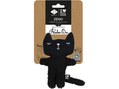 ZENO - وسادة ركل القطط قابلة لإعادة الملء مقاس 12x4x18 سم باللون الأسود
