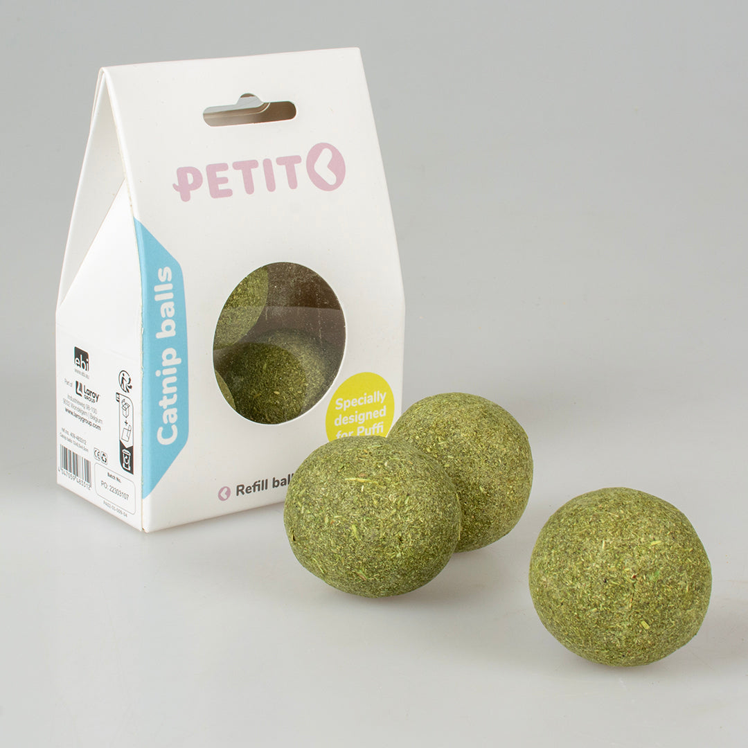 Catnip Balls 3-Pack – 4cm Pressed Catnip Refills for Petit Puffi | Irresistible Cat Toy