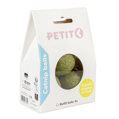 Catnip Balls 3-Pack – 4cm Pressed Catnip Refills for Petit Puffi | Irresistible Cat Toy