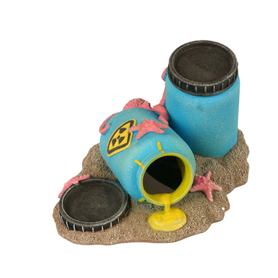 Radioactive barrels with octopus S - 12x9x7cm multicolour