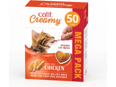 Catit Creamy Treats Mega Pack Chicken, 50 Tubes/Box