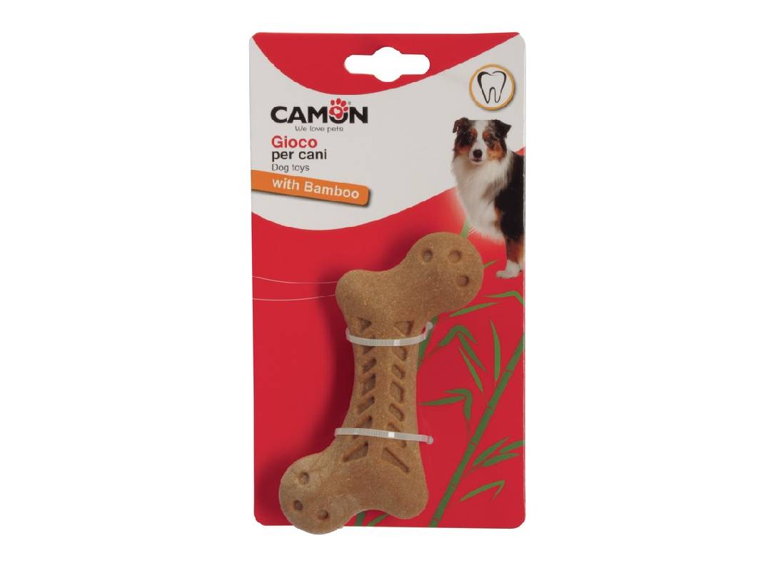 Dog toy with bamboo, small bone, 13cm