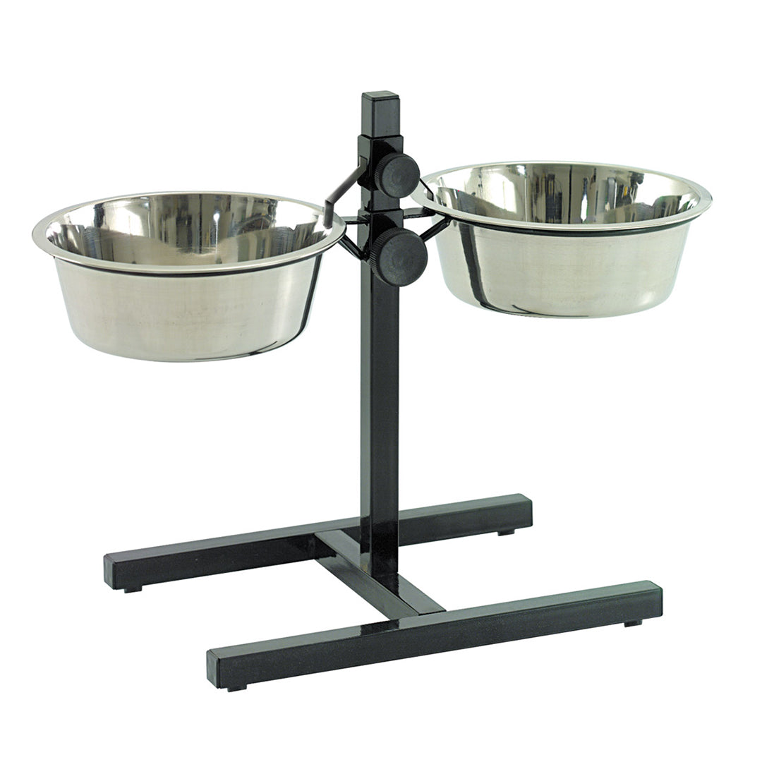 Duvoplus Twin Feeder H-Stand with Bowls – Adjustable Height Dog Feeder (52cm, 2x1890ml, Rustproof)