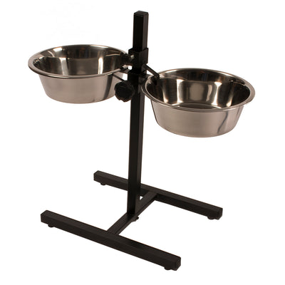 Duvoplus Twin Feeder H-Stand with Bowls – Adjustable Height Dog Feeder (52cm, 2x1890ml, Rustproof)