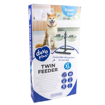 TWIN FEEDER H-STAND + BOWLS 4730ml - XXL - 52CM- 2xØ27cm