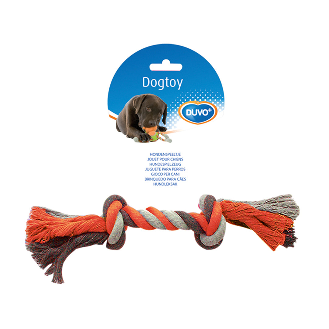 Tug Toy Knotted Rope 26cm Orange/Grey/Brown