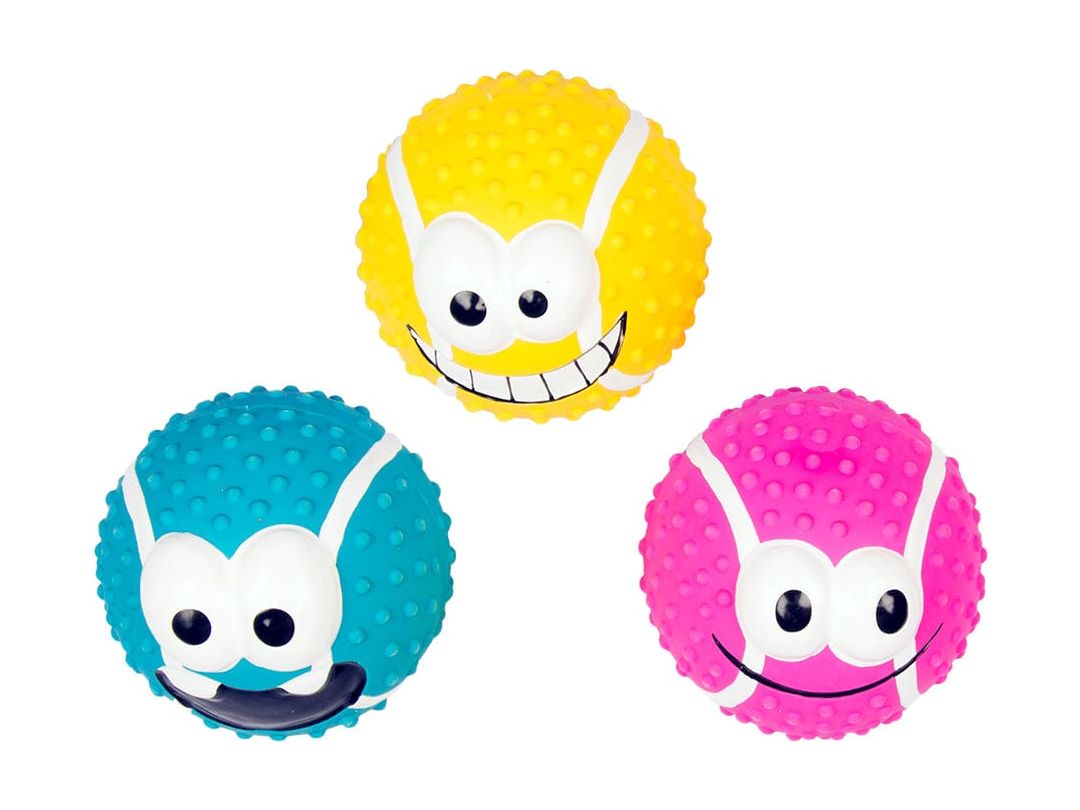 Latex Tennis Ball Smiley Mix 6,5cm - display mixed colors