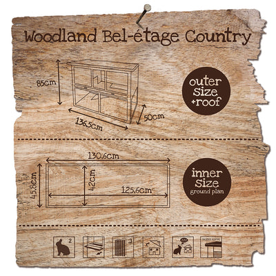 WOODLAND RABBIT HUTCH BEL-ÉTAGE COUNTRY 136,5x50x85CM