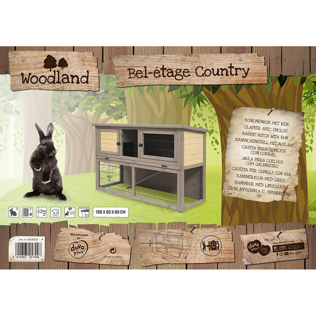 WOODLAND RABBIT HUTCH BEL-ÉTAGE COUNTRY 136,5x50x85CM