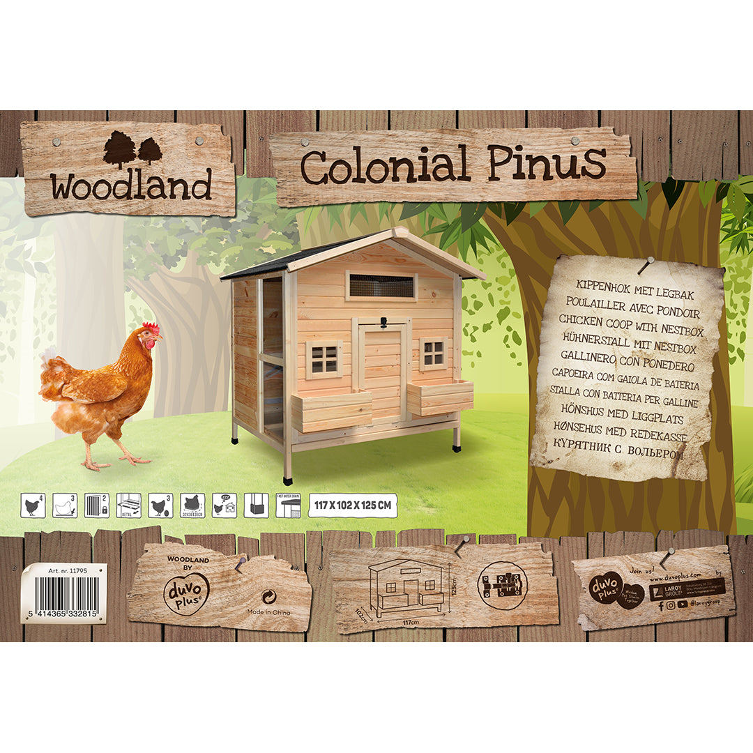 Woodland Chicken Coop Colonial Pinus 117x102,5x125cm