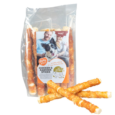meat! Chicken & rawhide sticks large 25cm - 1000g - ± 10st
