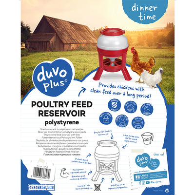 POLYSTYRENE POULTRY FEED RESERVOIR WITH FEET 20L red