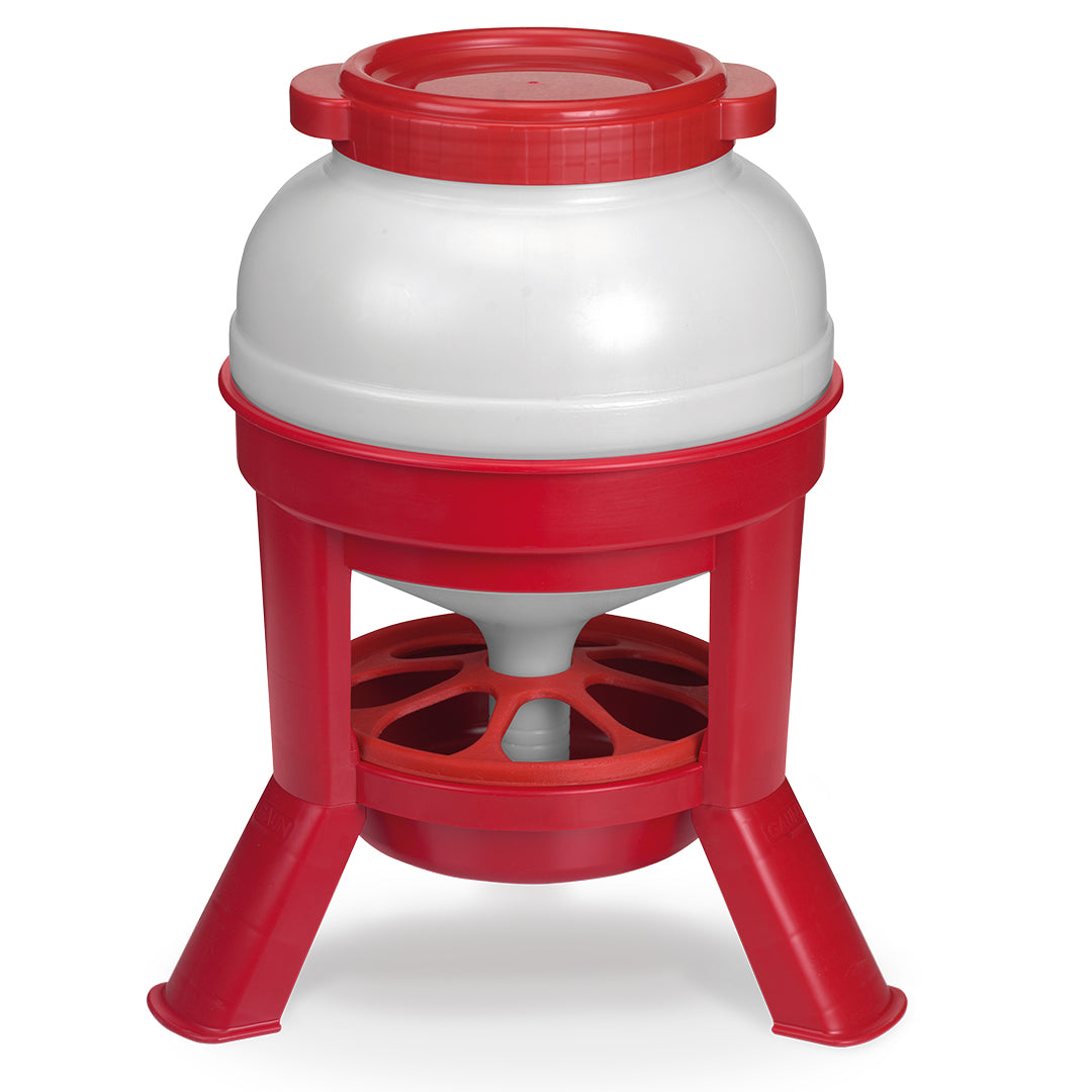 POLYSTYRENE POULTRY FEED RESERVOIR WITH FEET 20L red