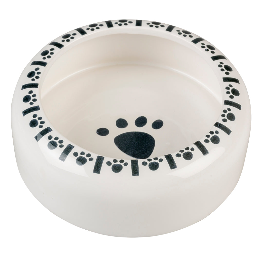 Feeding Bowl Stone Bunny Paw L - 750ml - 16x16x6cm White/Black