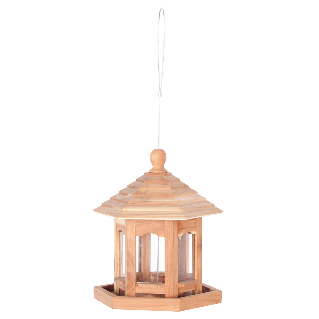 Garden birds food dispenser cedar wood Lima 17x20x23cm brown