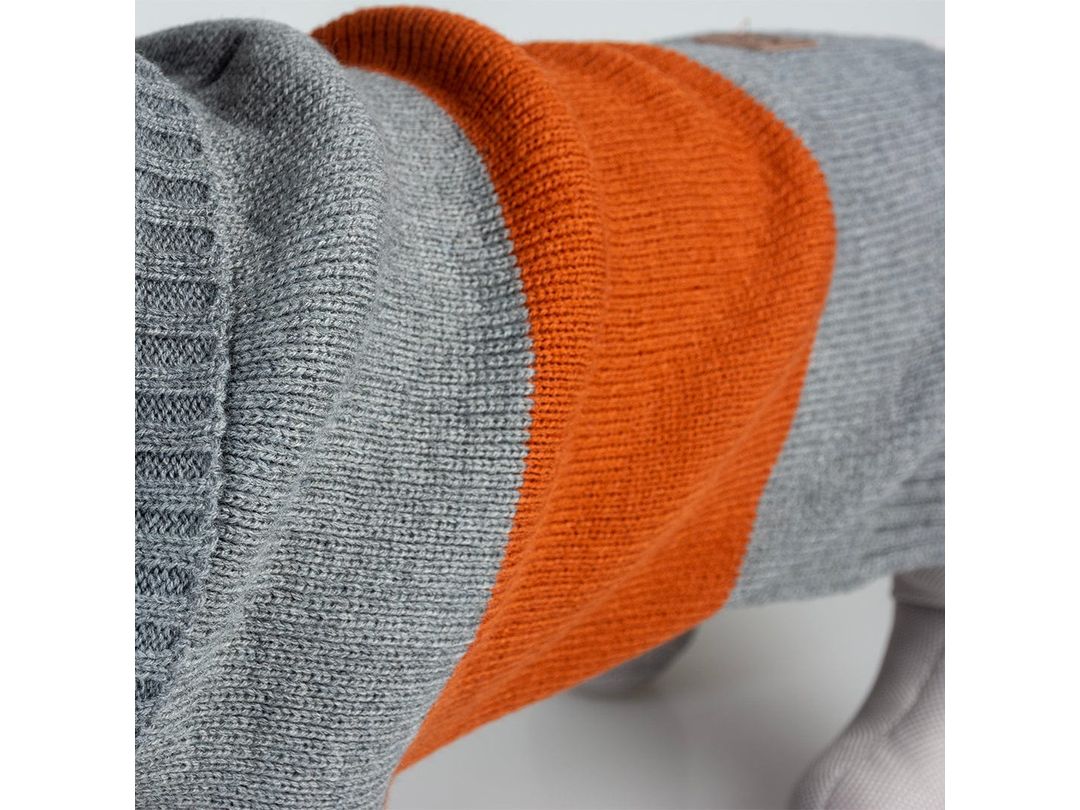 Dog Sweater Cozy Grey/Orange