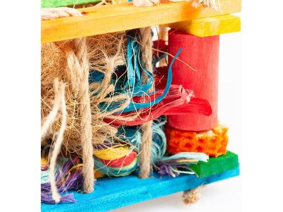Wooden play box with sisal, coconut 18x18x28cm Multicolour