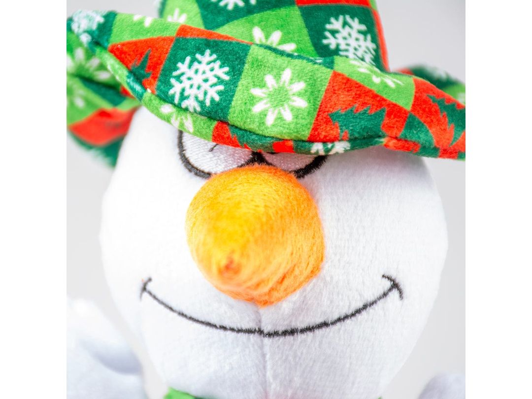 رجل ثلج من القطيفة لعيد الميلاد مقاس 26 × 18 × 12 سم باللون الأبيض 