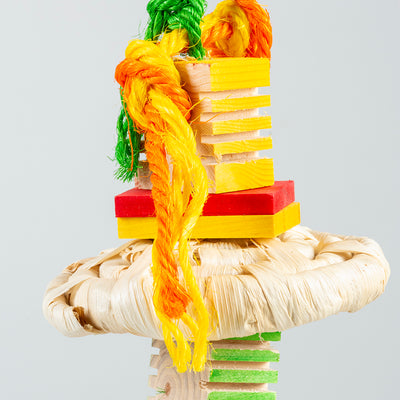 Groovy Wooden Bird Pendant – 35cm Natural Chew & Climb Toy with Hemp/Sisal