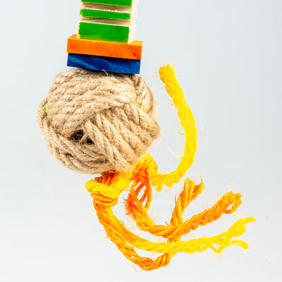 Groovy Wooden Bird Pendant – 35cm Natural Chew & Climb Toy with Hemp/Sisal