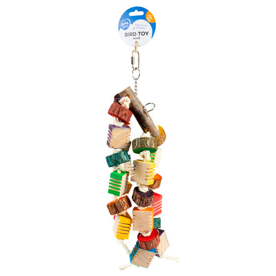 Groovy Wooden Duo Pendant – 52cm Natural Bird Toy 