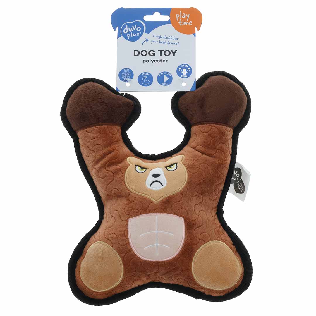 Sturdy dog toy angry bear 26x20x9cm brown