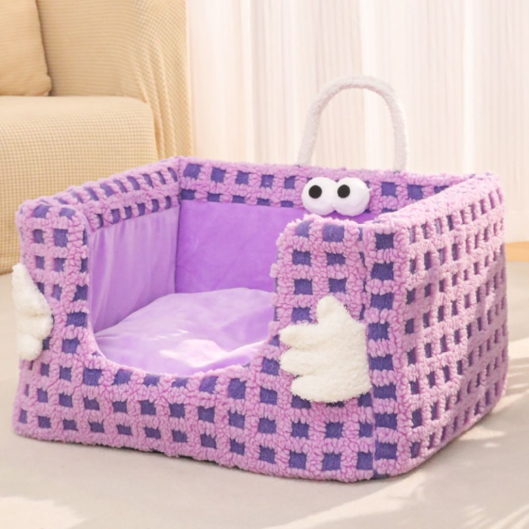 Rectangle Pet Bed For Small Size Dogs Cats- Purple 50×40×27cm