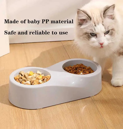 Grey Dual Stainless Steel Pet Bowls
