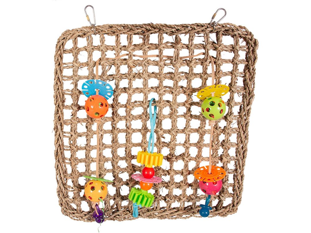 Climbing Net with Colourful Toys for Birds 41x37cm